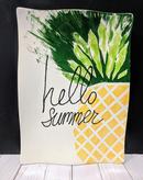 A pineapple painting with the words hello summer written on it.