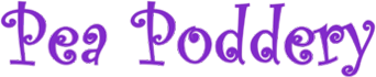 A purple word that is written in the shape of a letter.
