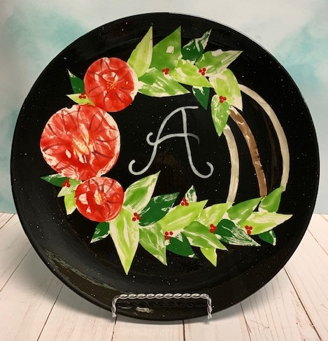 Holiday Wreath Monogram Plate