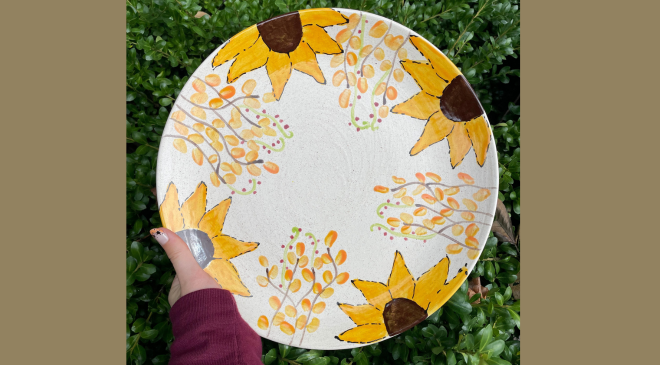 Fall Sunflower Ceramic Class