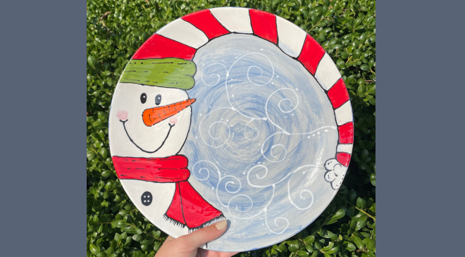 Swirly Snowman CERAMIC Paint Class